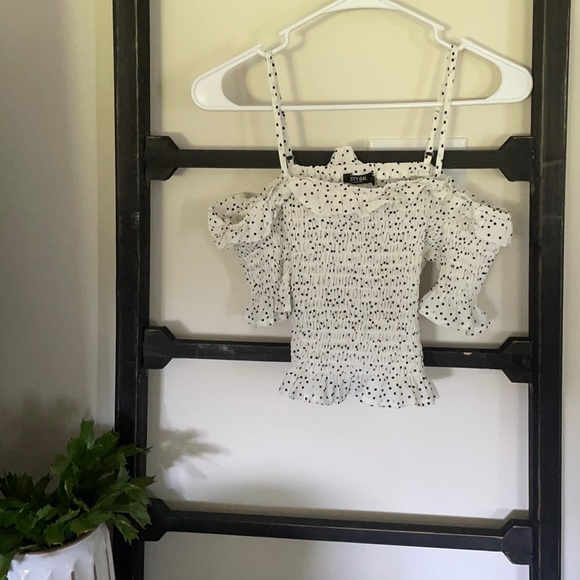 Nasty Gal Tops - Nasty Gal Smocked Polka Dot Top
